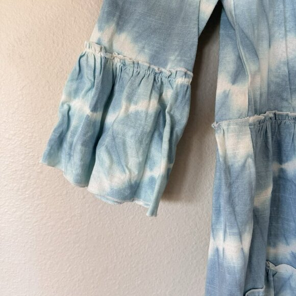 FAHERTY Vida Blue Tie Dye Tiered A Line Oversized Dress Size Small $278 - Picture 7 of 11